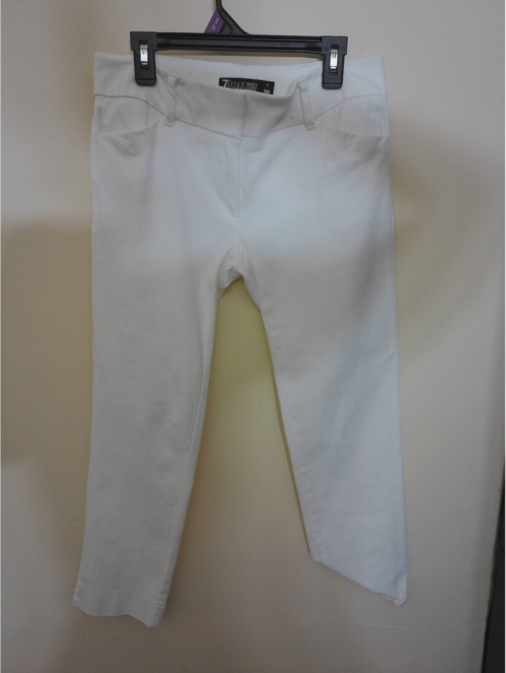 7 Ave Womens Cropped Capri Pants White Slim Straight Leg Ankle - Picture 1 of 5